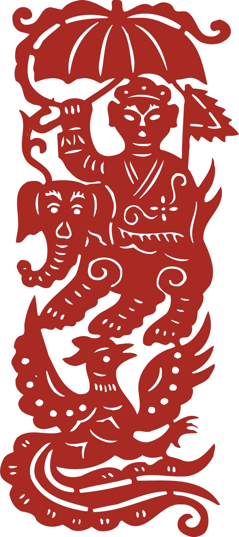 中国风中式传统喜庆民俗人物动物窗花剪纸插画边框AI矢量PNG素材【626】